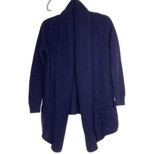 Merona XL Open Front Cardigan Sweater Knit Waffle Casual Drape‎ Front Blue Loose